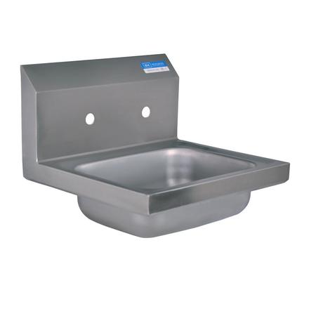 BK RESOURCES Hand Sink Stainless Steel, 2 Holes, 1-7/8" Drain 8" OC, 14Óx10Óx5Ó BKHS-W-1410-8